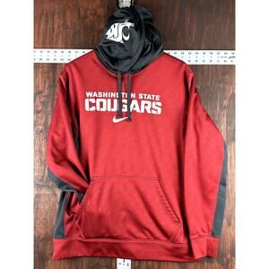 Nike Washington State Cougars Therma Fit Hoodie Red Gray White Mens Medium NCAA‎